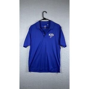 St Louis Blues Polo Shirt Mens Medium Blue NHL Hockey Short‎ Sleeve Performance